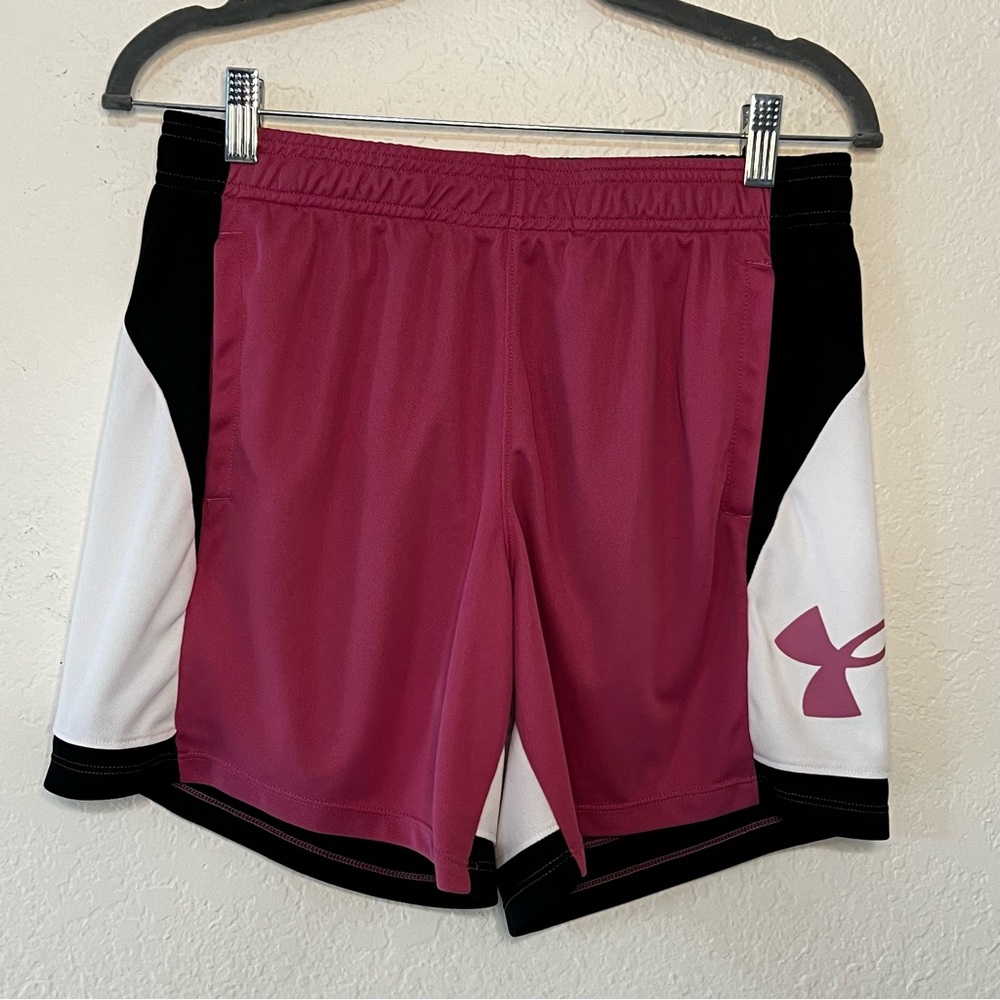 Under Armour Pink Colorblock 5.5” Basketball Running Shorts Women's‎ Size Medium